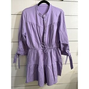 Victoria Dunn VD Lounge Purple Lavender Resort Romper Dress Women's L Stretchy